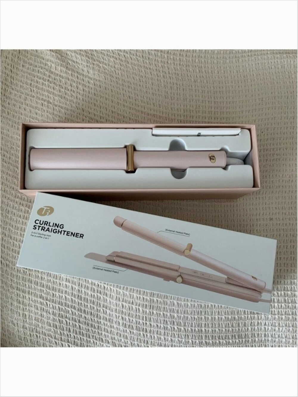 USED ONCE - T3 Micro Curling Straightener 2-in-1 Iron Hot Hair Tool in Pink